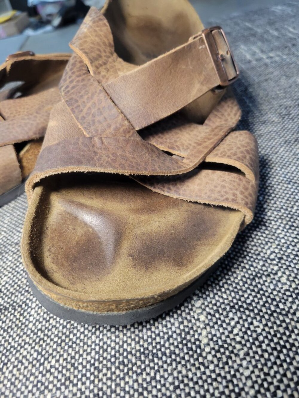 Birkenstock Brown Leather Strappy Sandals Men's 13/13.5 EU 46 Made in Germany - Picture 2 of 10